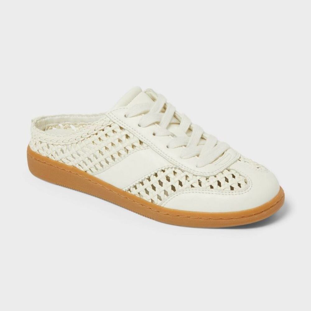 Universal Thread Cream Woven Mule Sneakers with Tan Sole 8.5